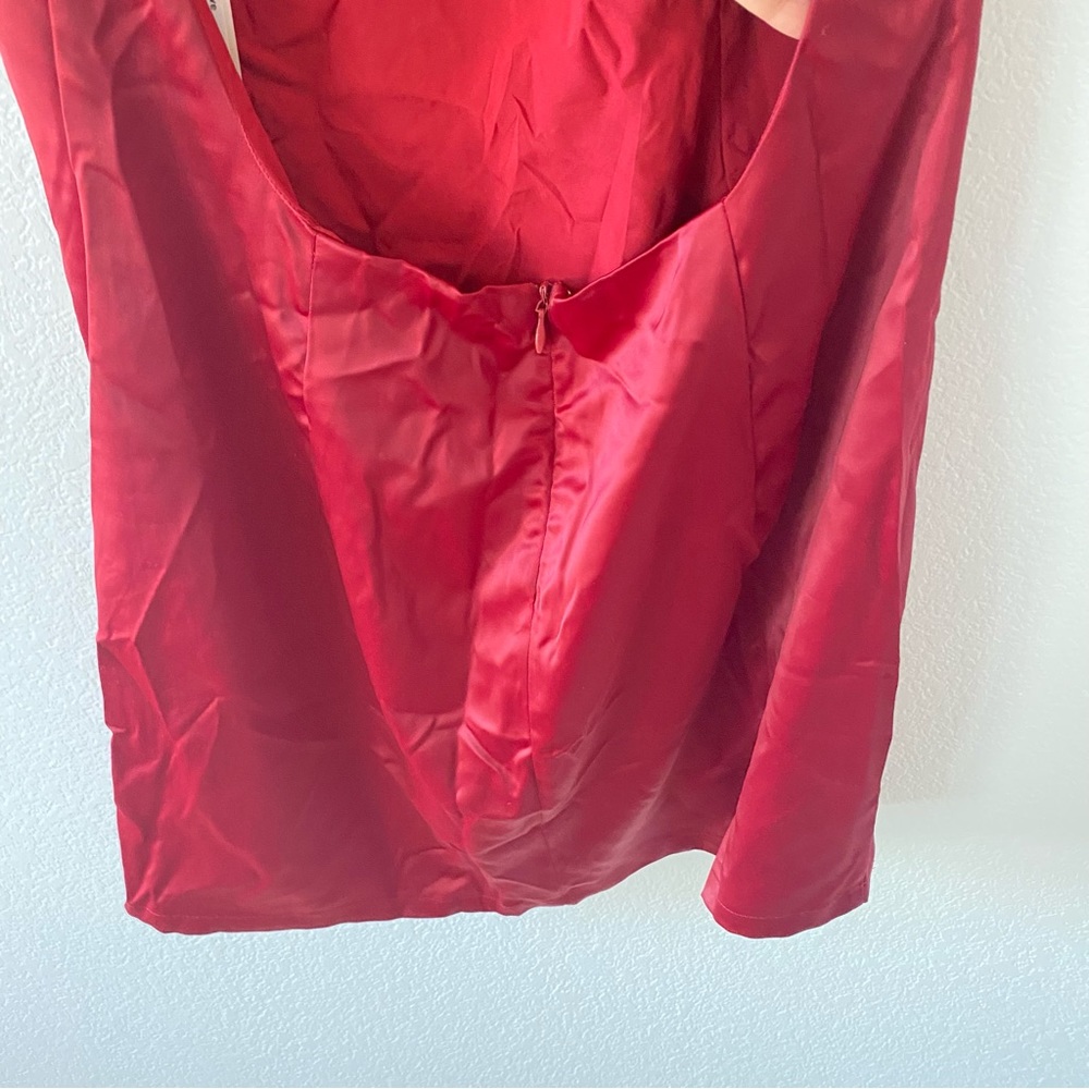 Superdown || NWOT || Nicole Open Back Red Satin Dress - Picture 6 of 10